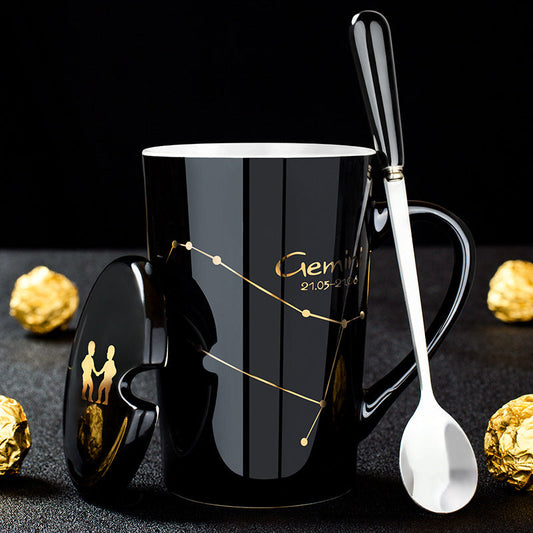 Black Zodiac Ceramic Mug For Cosmic Character