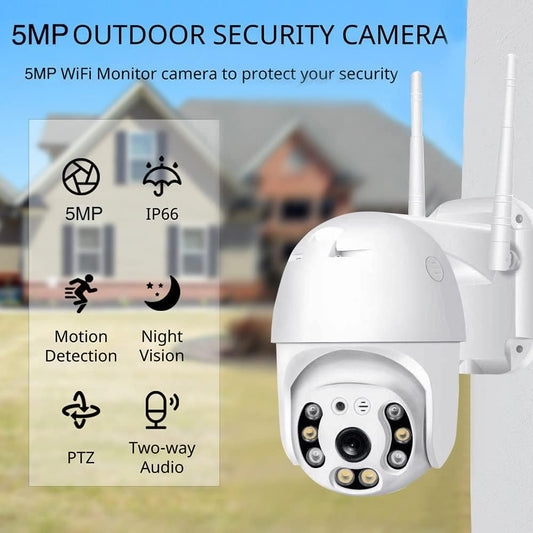 5MP WiFi Outdoor PTZ Dome CCTV Camera With 360° Coverage