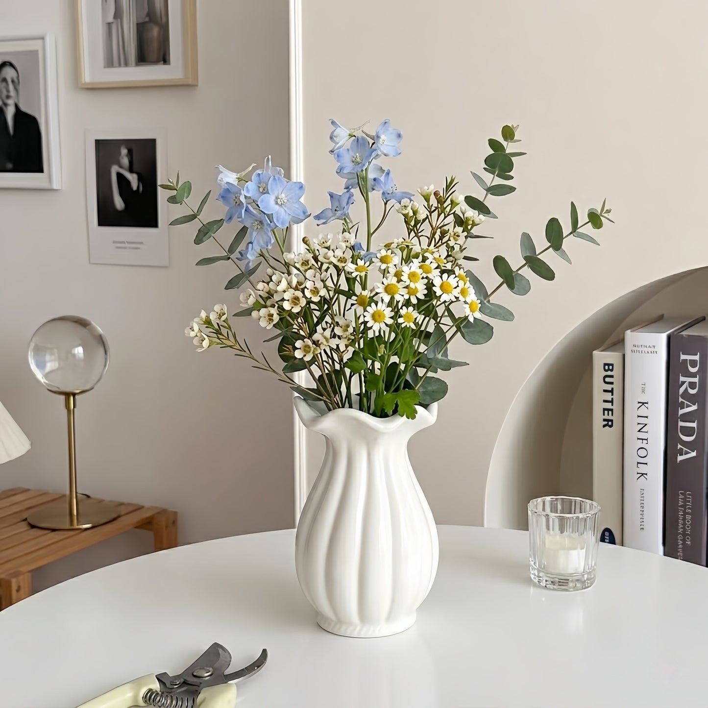 Pleated Ceramic Vase with Sculptural Shadows