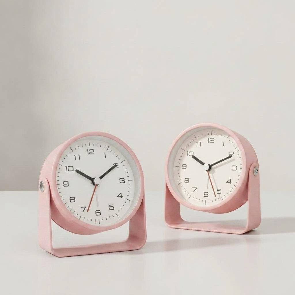 LISTINGOPT::kovosis::1pc-creative-metal-small-alarm-clock-student-specific-silent-desktop-clockminimalist-quartz-clock-for-room-desk-office-decor::color-pink