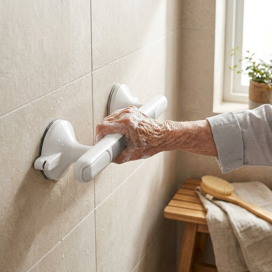 LISTINGOPT::kovosis::1pc-elderly-safety-grab-bar-no-drilling-required-for-installation-non-slip-bathroom-handle-with-strong-suction-cup-heavy-duty-plastic-structure-suitable-for-bathrooms-kitchens-living-rooms-fall-protection-for-the-elderly-easy-to-install-on-tiles::02-inuse