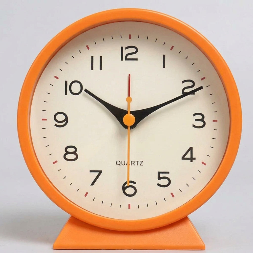 LISTINGOPT::kovosis::1pc-simple-metal-small-alarm-clock-creative-bedside-clock-desktop-mute-student-clock::color-orange
