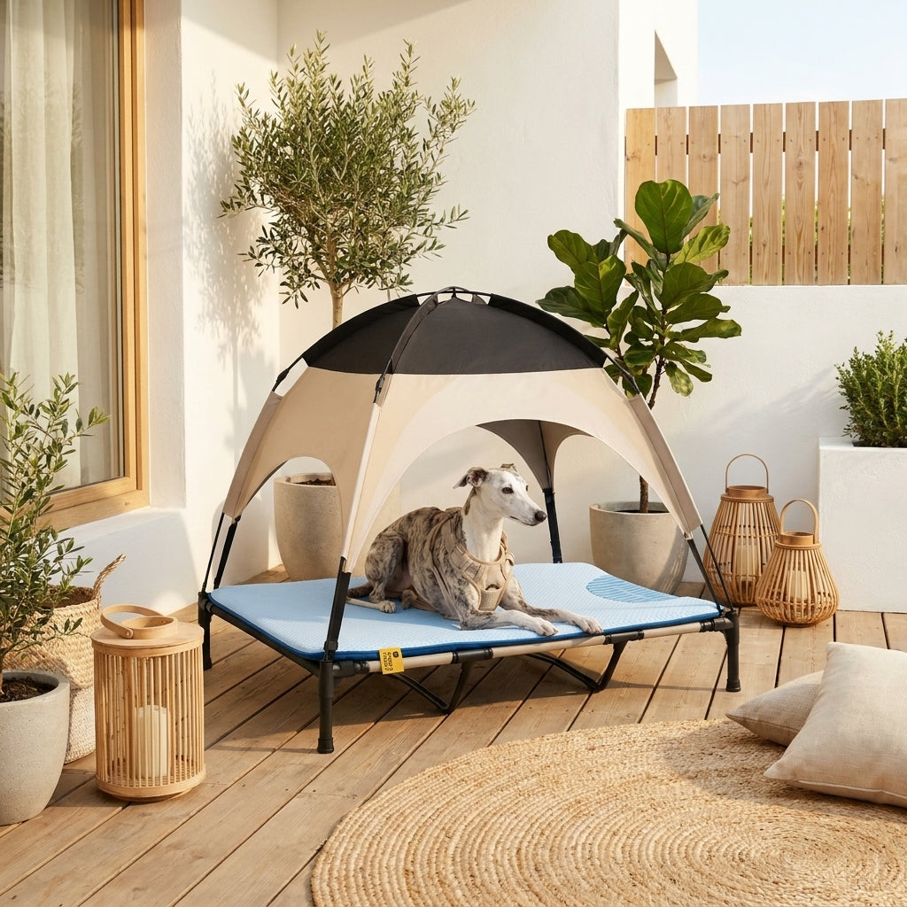 LISTINGOPT::kovosis::breathable-cooling-elevated-dog-bed-with-cooling-mat::03-lifestyle