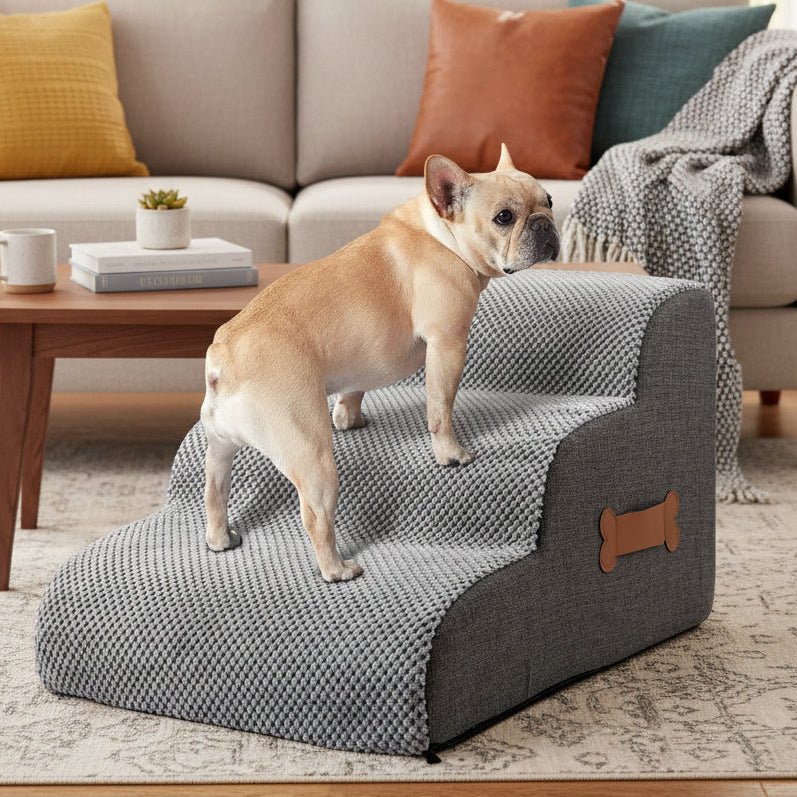 LISTINGOPT::kovosis::comfyclimb-soft-foam-dog-stairs-with-joint-friendly-incline-non-slip-base-and-washable-cover-for-safe-bed-and-sofa-access::04-closeup