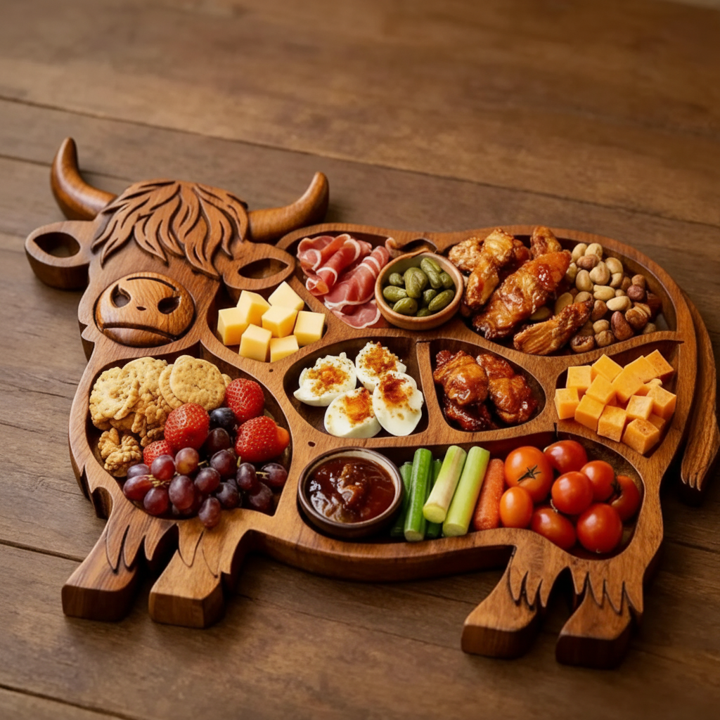 LISTINGOPT::kovosis::farmhouse-feast-handcrafted-cow-wooden-charcuterie-board-for-cheese-and-meats::04-closeup