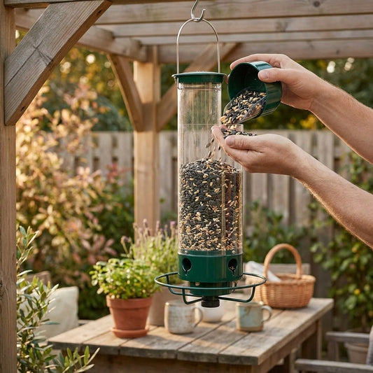 LISTINGOPT::kovosis::feedsafe-squirrel-proof-bird-feeder-for-hassle-free-backyard-birdwatching::02-inuse