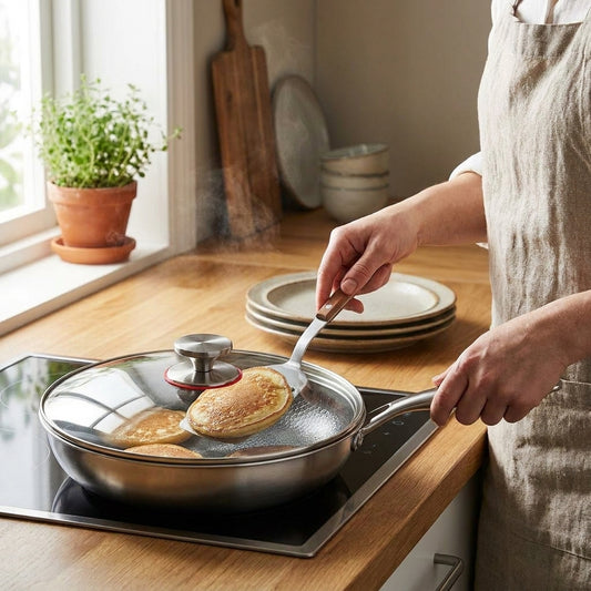 LISTINGOPT::kovosis::hammerpan-titanium-hammered-non-stick-frying-pan-designed-for-durable-chemical-free-cooking-and-superior-heat-performance::02-inuse