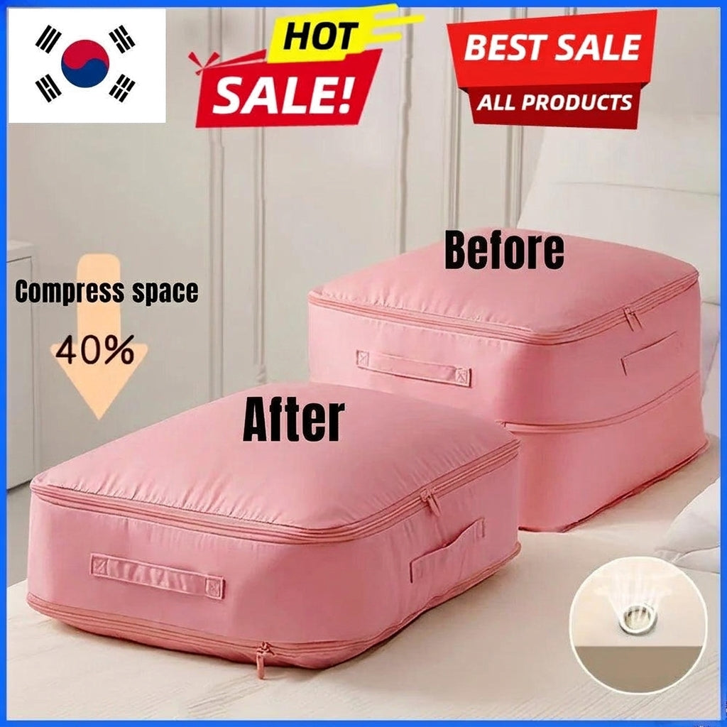 LISTINGOPT::kovosis::heavy-duty-self-compressing-storage-bag-portable-organizer-for-clothes-blankets-quilts-ideal-for-closet-organization::color-pink