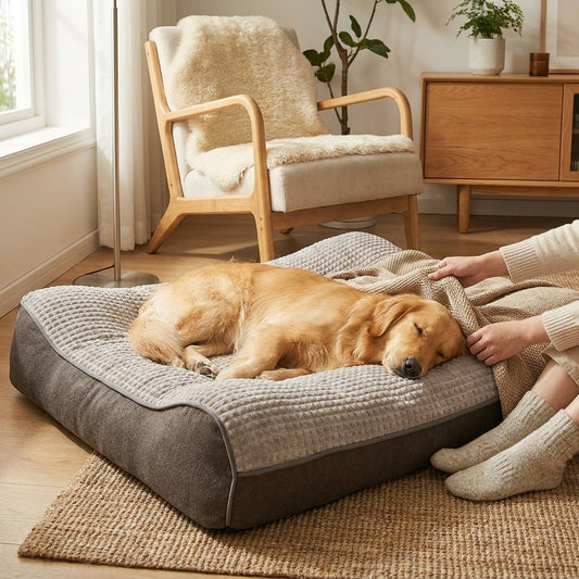 LISTINGOPT::kovosis::hugbed-grosses-kratzfestes-hundebett-mit-orthopadischer-wirbelsaulenunterstutzung::02-inuse