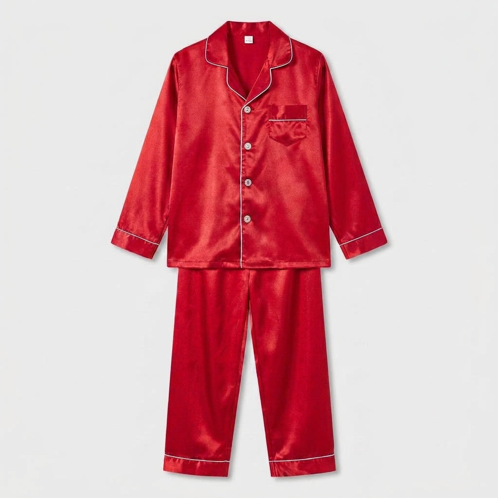 LISTINGOPT::kovosis::kids-pajama-set-sleepwear-soft-button-front-nightwear::color-bright-red