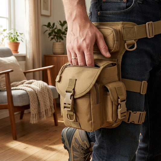 LISTINGOPT::kovosis::mens-tactical-waist-bag-leg-hanging-b-type-cross-leg-belt-outdoor-riding-hiking-thigh-bag::02-inuse