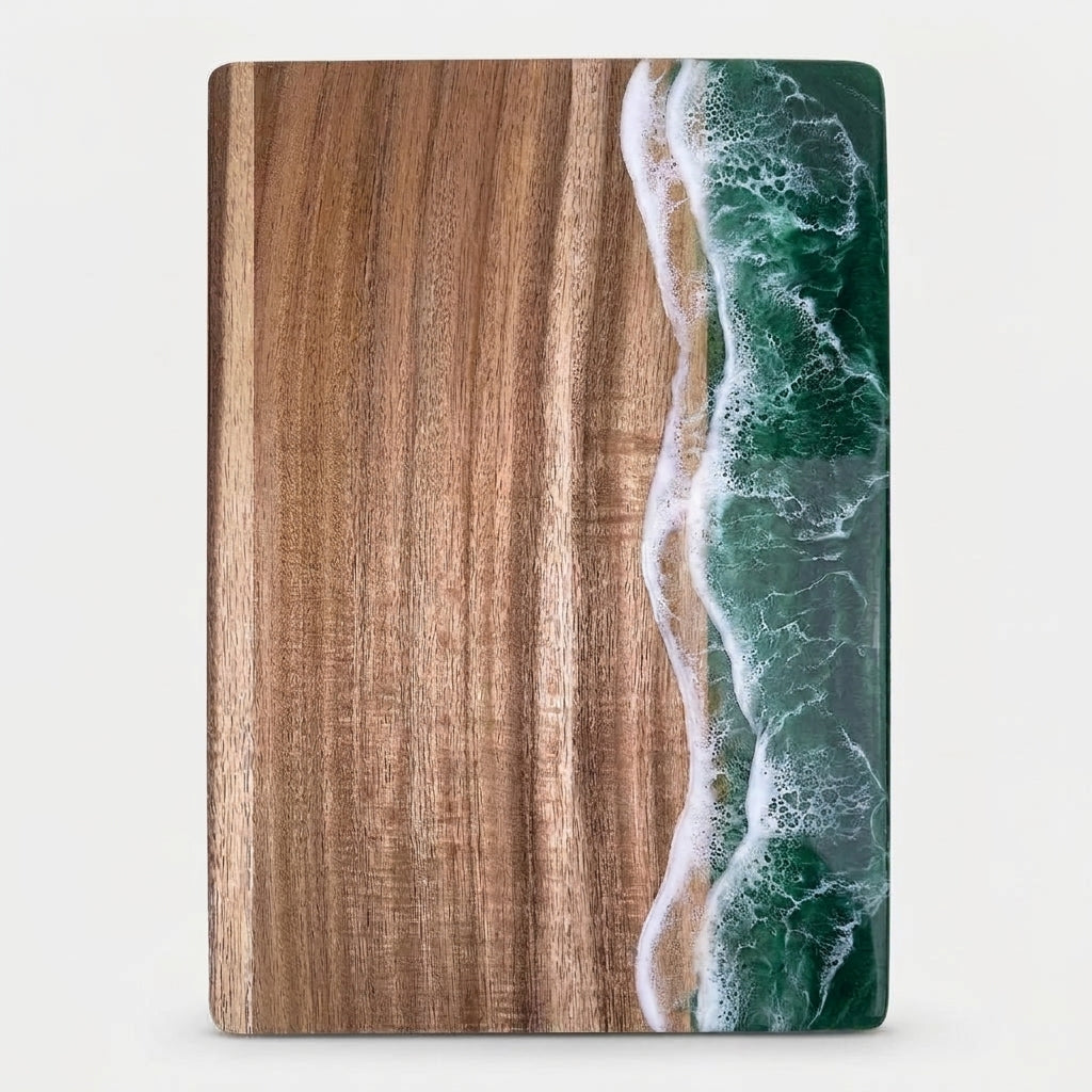 LISTINGOPT::kovosis::wave-resin-acacia-cutting-board-wooden-charcuterie-board-for-meatfruit-ocean-design-kitchen-chopping-block::color-green-a