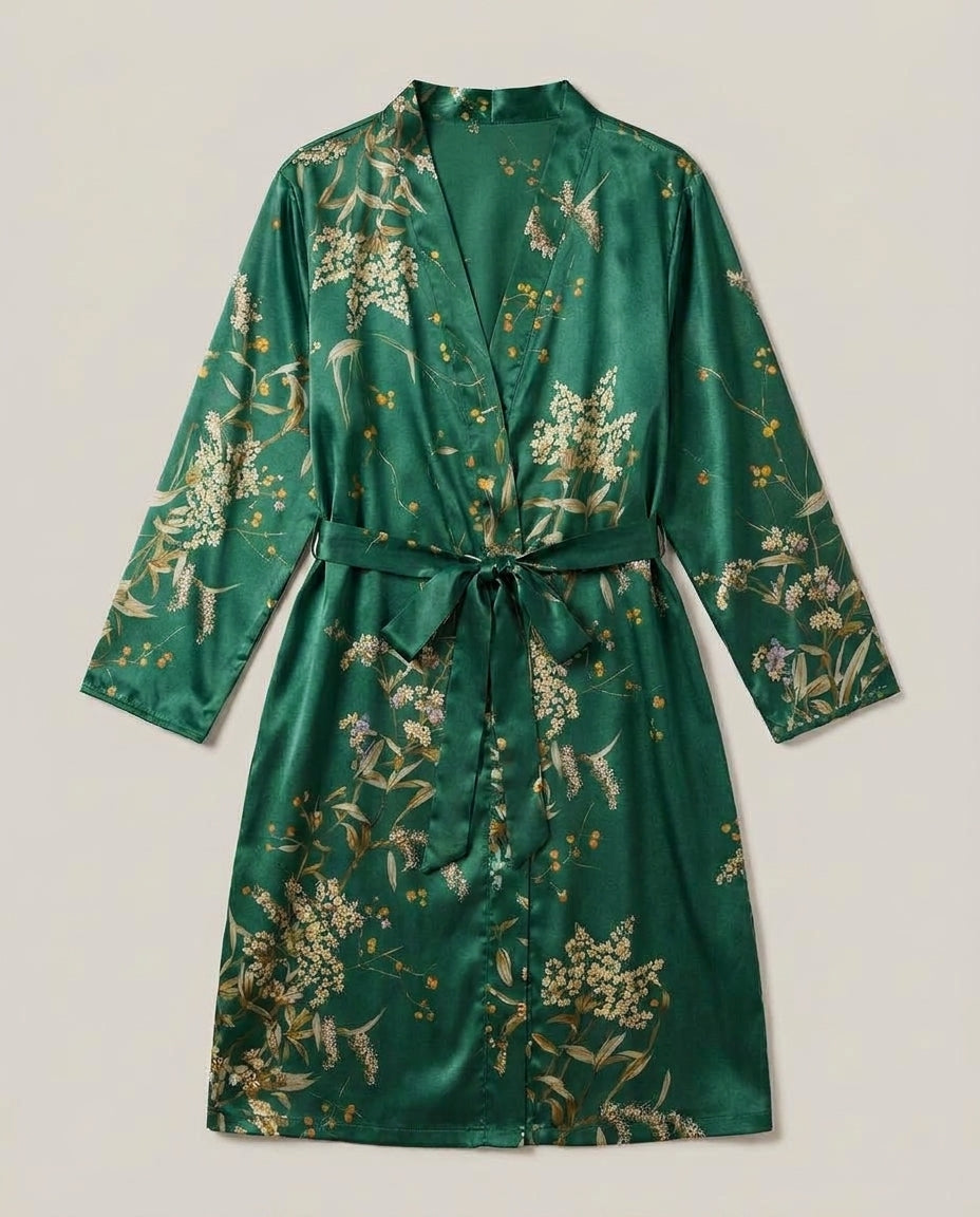 LISTINGOPT::kovosis::womens-elegant-floral-print-satin-robe-with-v-neck-and-belt-casual-all-season-sleepwear-for-autumn-and-winter-autumn-winter-robe-floral-print-robe-satin-finish-robe::color-dark-green