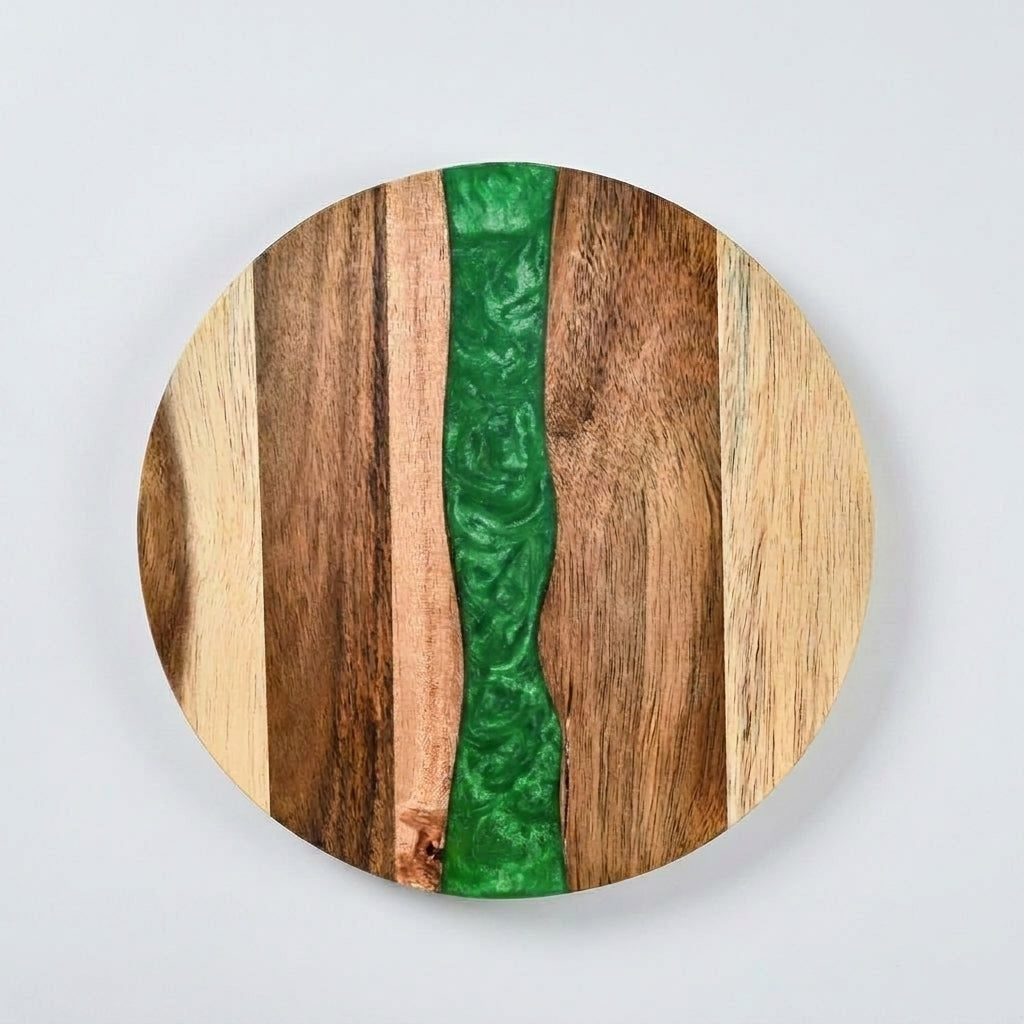LISTINGOPT::kovosis::wood-resin-charcuterie-board-resin-cutting-board-for-kitchen-and-mini-bar-for-meatcheese-bread-vegetables-fruitsroundness::color-green