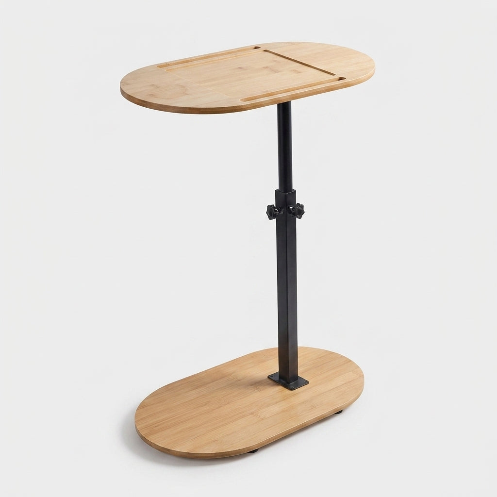 LISTINGOPT::kovosis::wooden-bathtub-side-traybamboo-bathtub-tray-tableheight-adjustable-freestanding-bath-caddy-tray-bathtub-side-table-home-spa::04-closeup