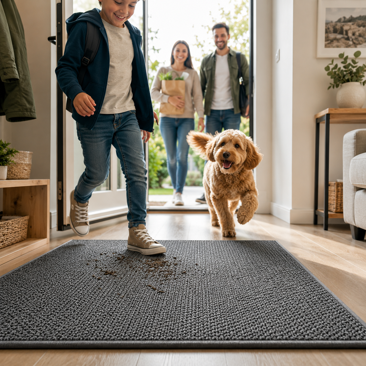 Zerbino geometrico assorbente per ingressi più puliti