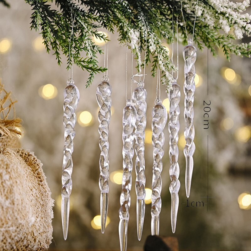 Artificial Icicle Ornaments For Frosted Tree Drama