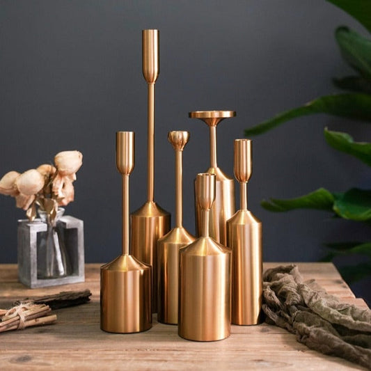 Golden Candle Holder Set For Warm Ambiance