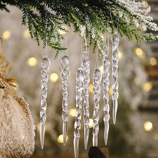 Artificial Icicle Ornaments For Frosted Tree Drama
