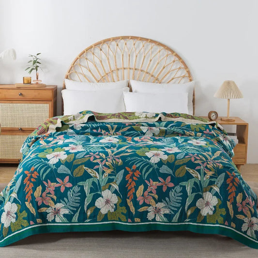 Flowers Cotton Blanket Bedspread Cooling Quilt