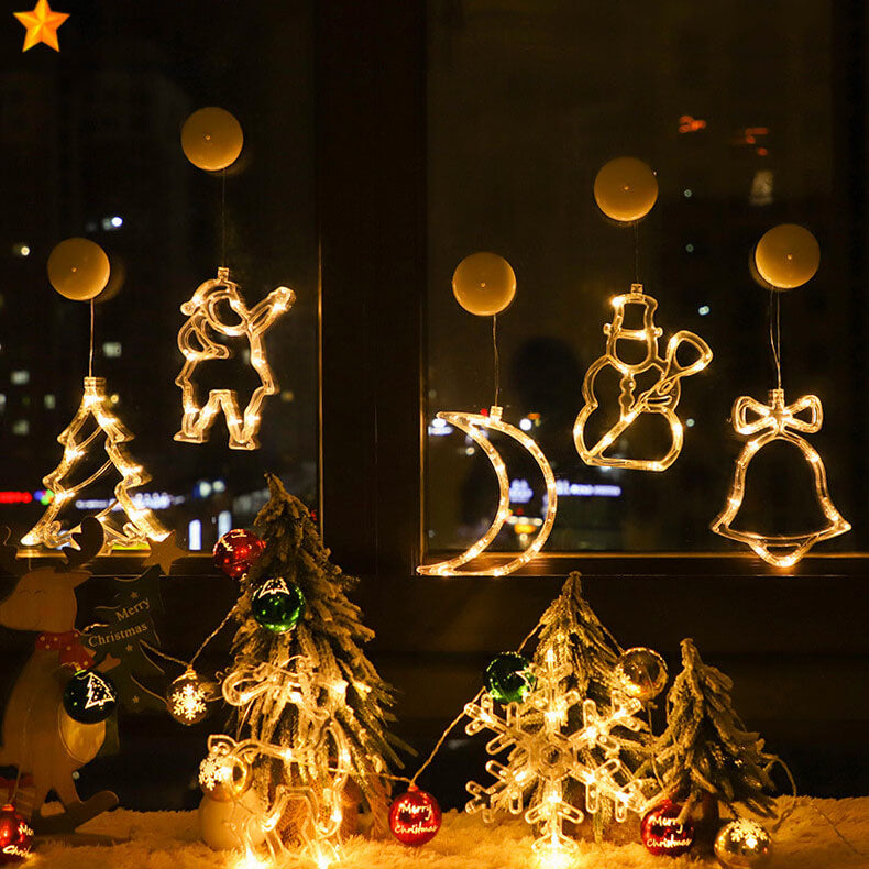 Santa Snowman Cup Lights for Festive Windows