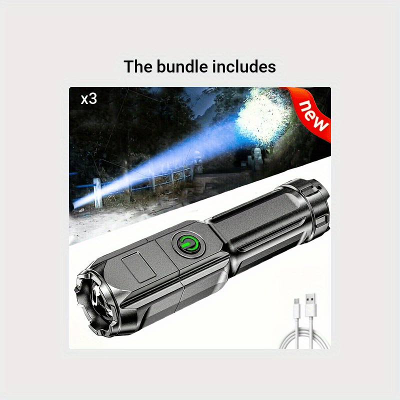 Linterna LED recargable con zoom