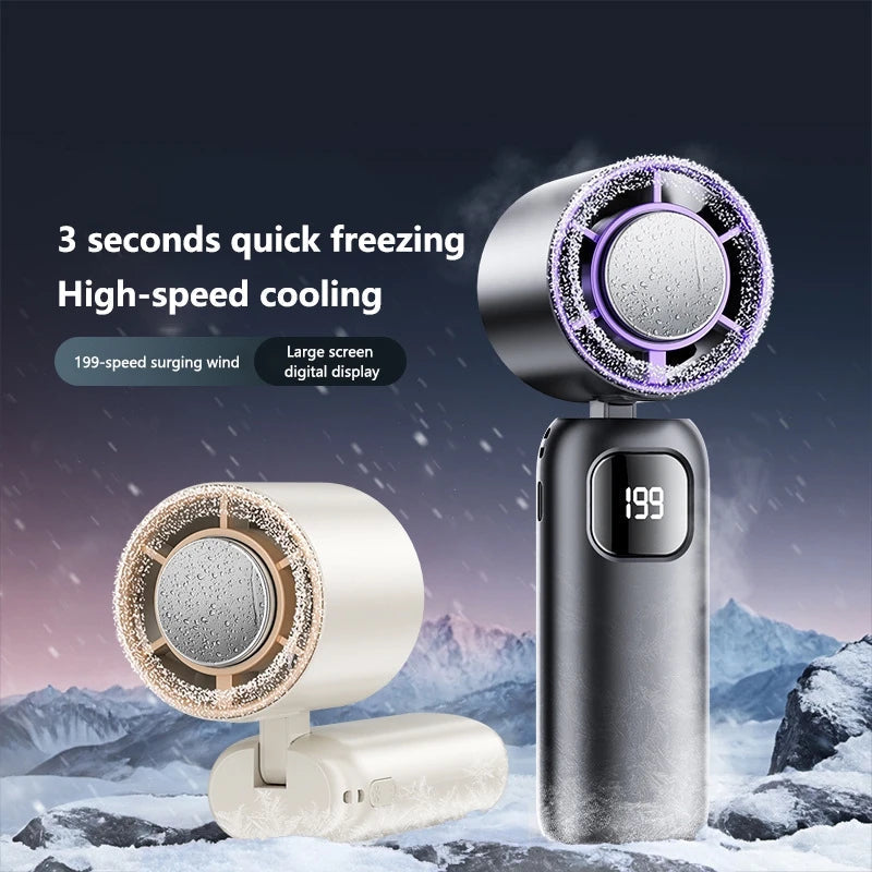 Turbo Handheld Fan With Instant Ice Cooling