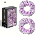 2pcs High Quality 100% Silk Hair Scrunchies | Solid Color Minimalist Big Hairbands, 3.5CM Width, 22Momme, Valentine'S Day Gift, SUNCDELV SLIK