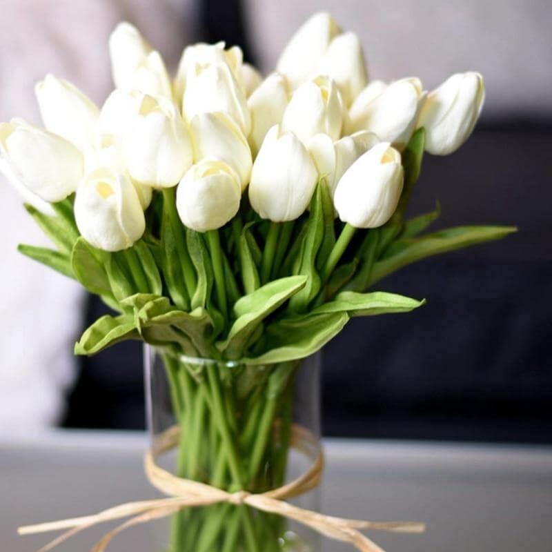 Faux Tulip Table Arrangement With Lasting Color