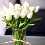 Faux Tulip Table Arrangement With Lasting Color