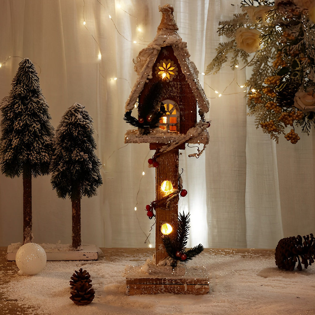 Wooden Christmas Village Table With Cozy Lights