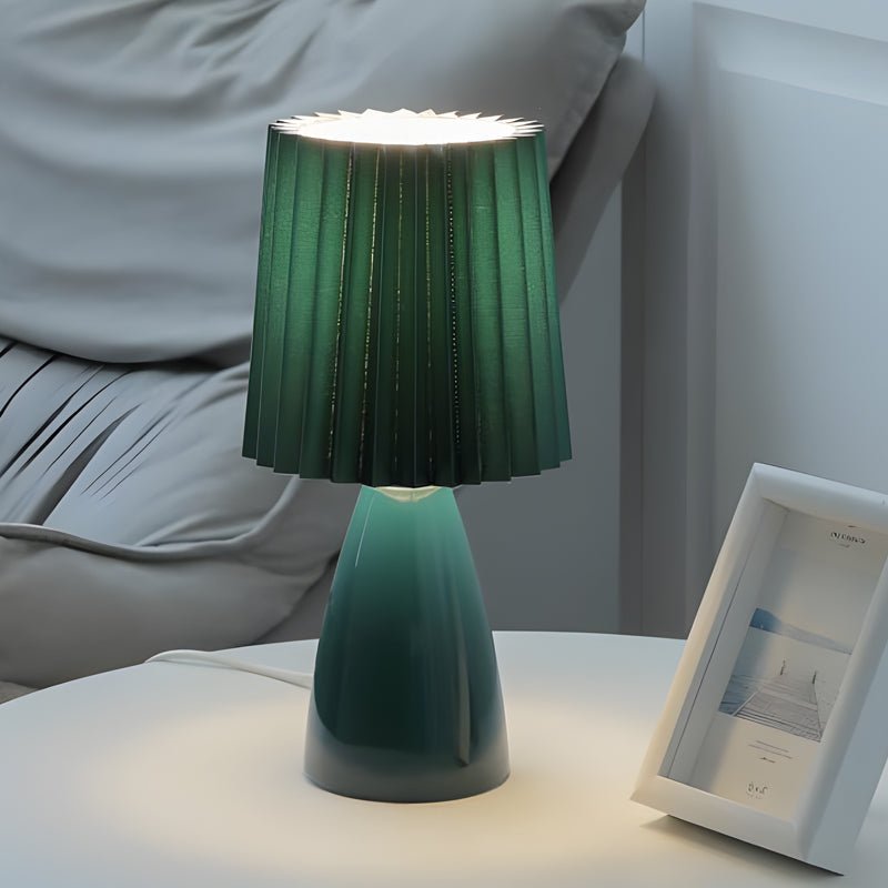 Pleated Glass Table Lamp for Sculptural Glow