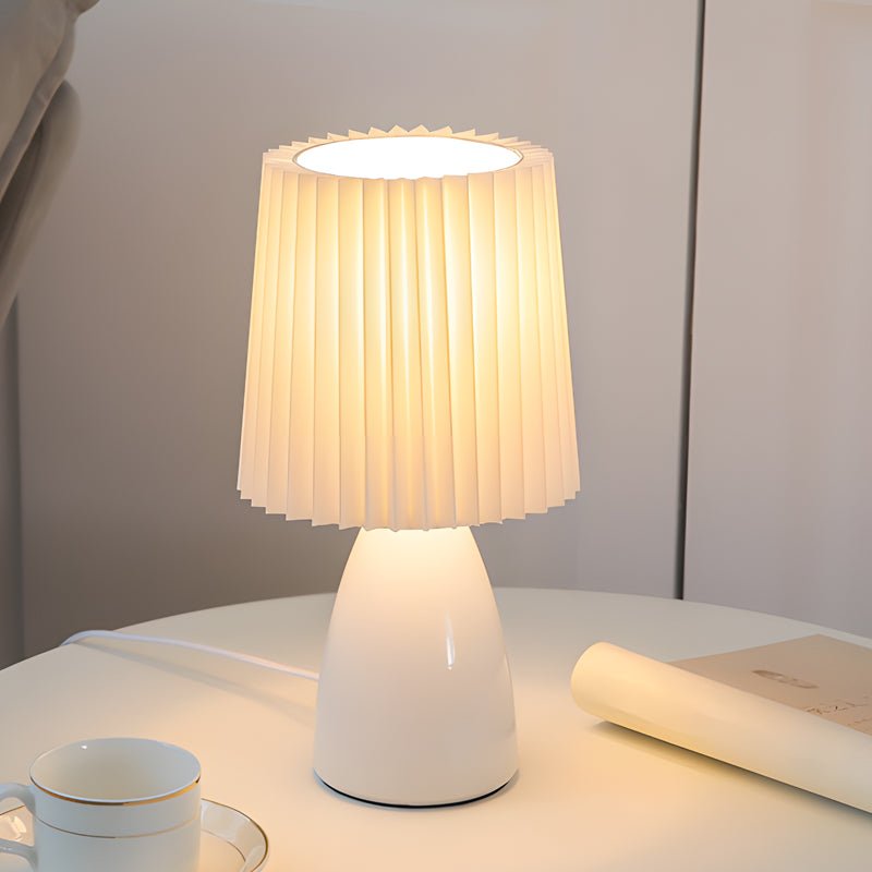 Pleated Glass Table Lamp for Sculptural Glow