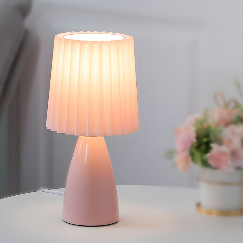 Pleated Glass Table Lamp for Sculptural Glow