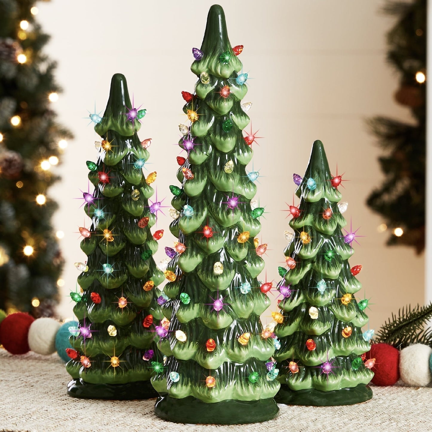 Ceramic Christmas Tree Light With Festive Glow