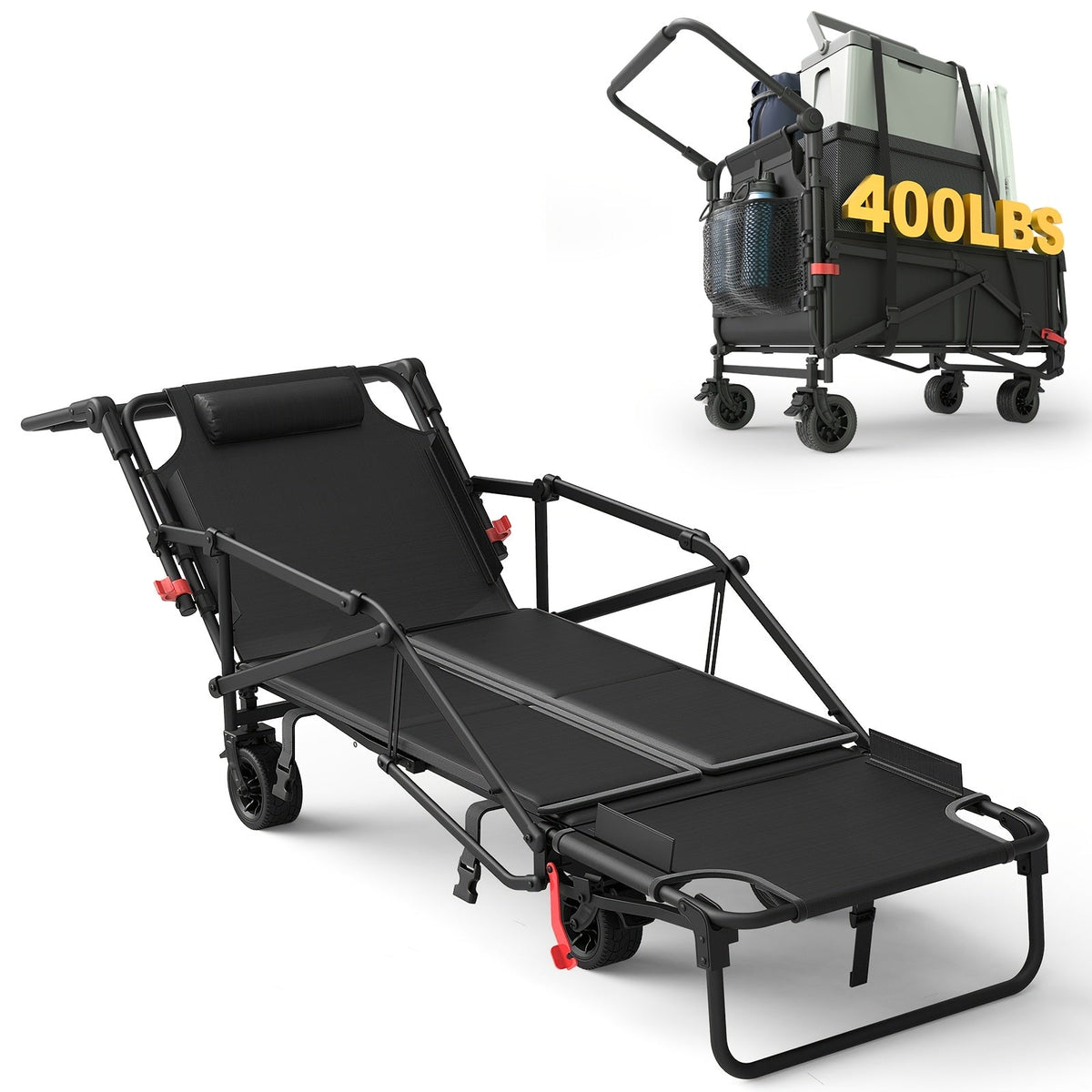 Carrello pieghevole robusto con ruote per tutti i terreni