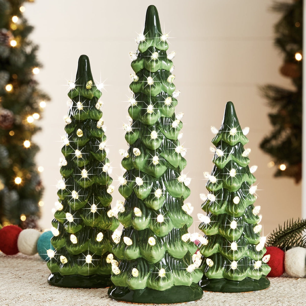 Ceramic Christmas Tree Light With Festive Glow