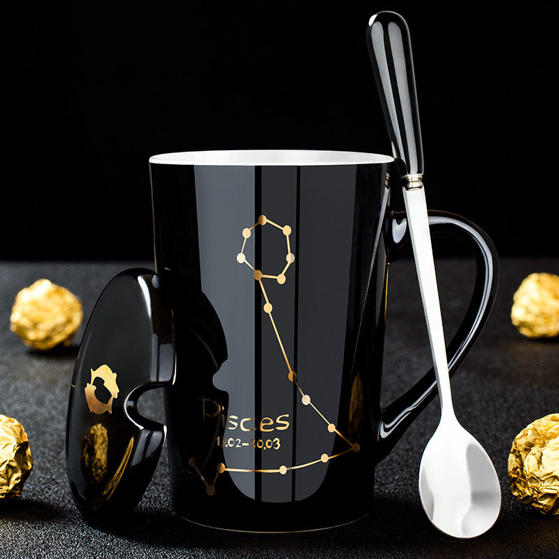 Black Zodiac Ceramic Mug For Cosmic Character