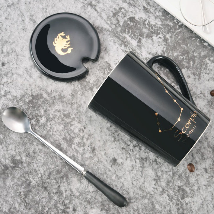 Black Zodiac Ceramic Mug For Cosmic Character