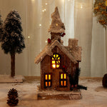 Wooden Christmas Village Table With Cozy Lights