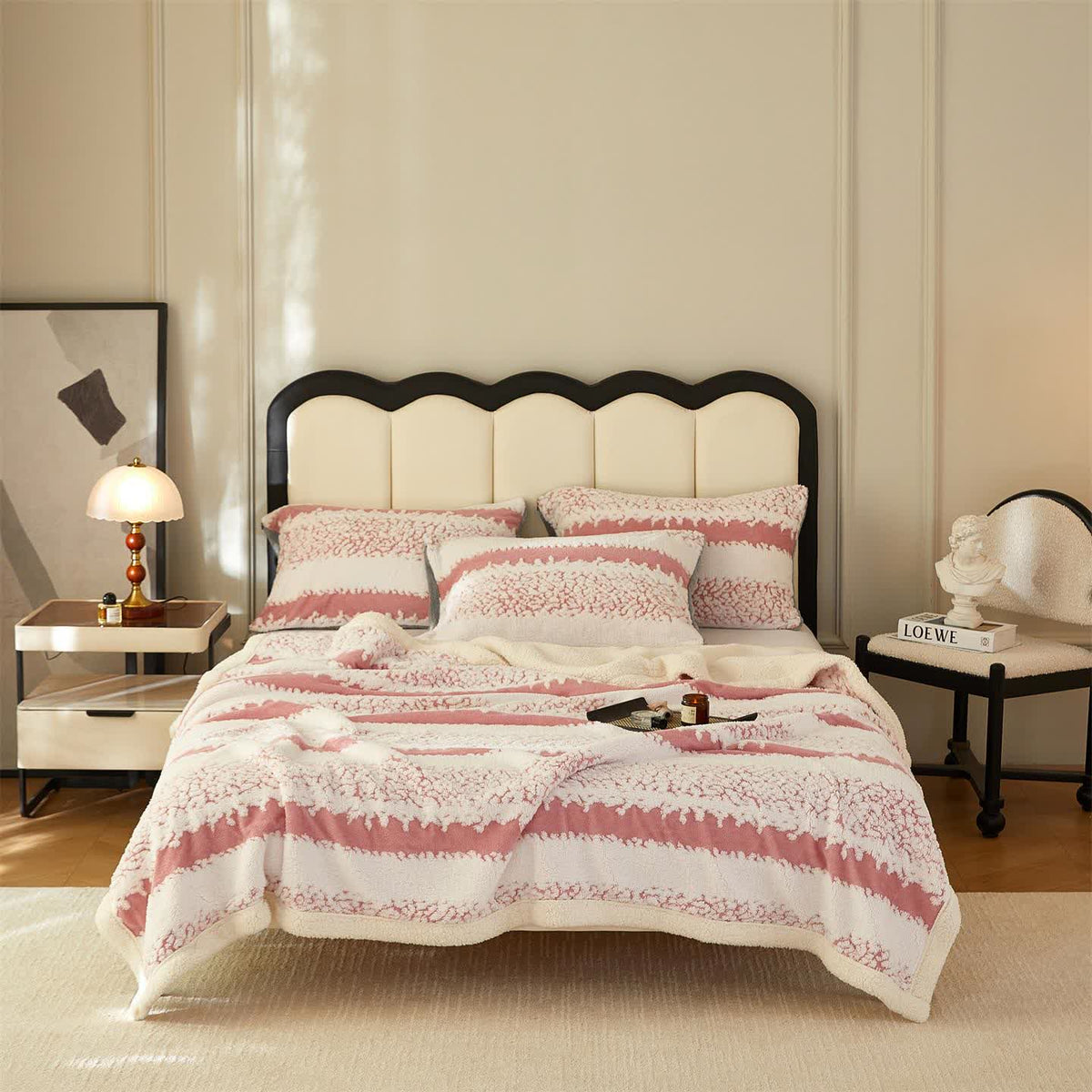 Striped Sherpa Blanket For Cozy Character