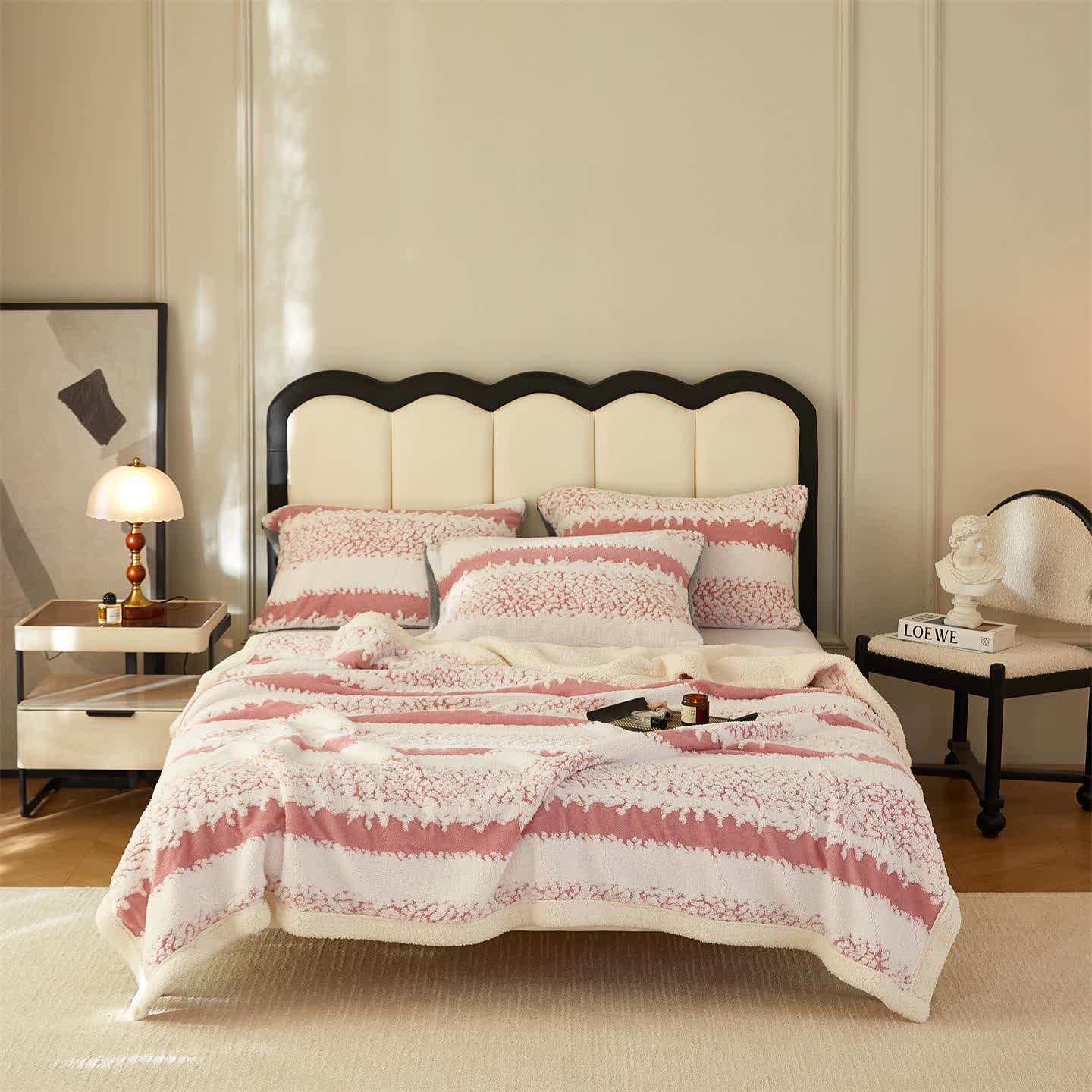 Striped Sherpa Blanket For Cozy Character