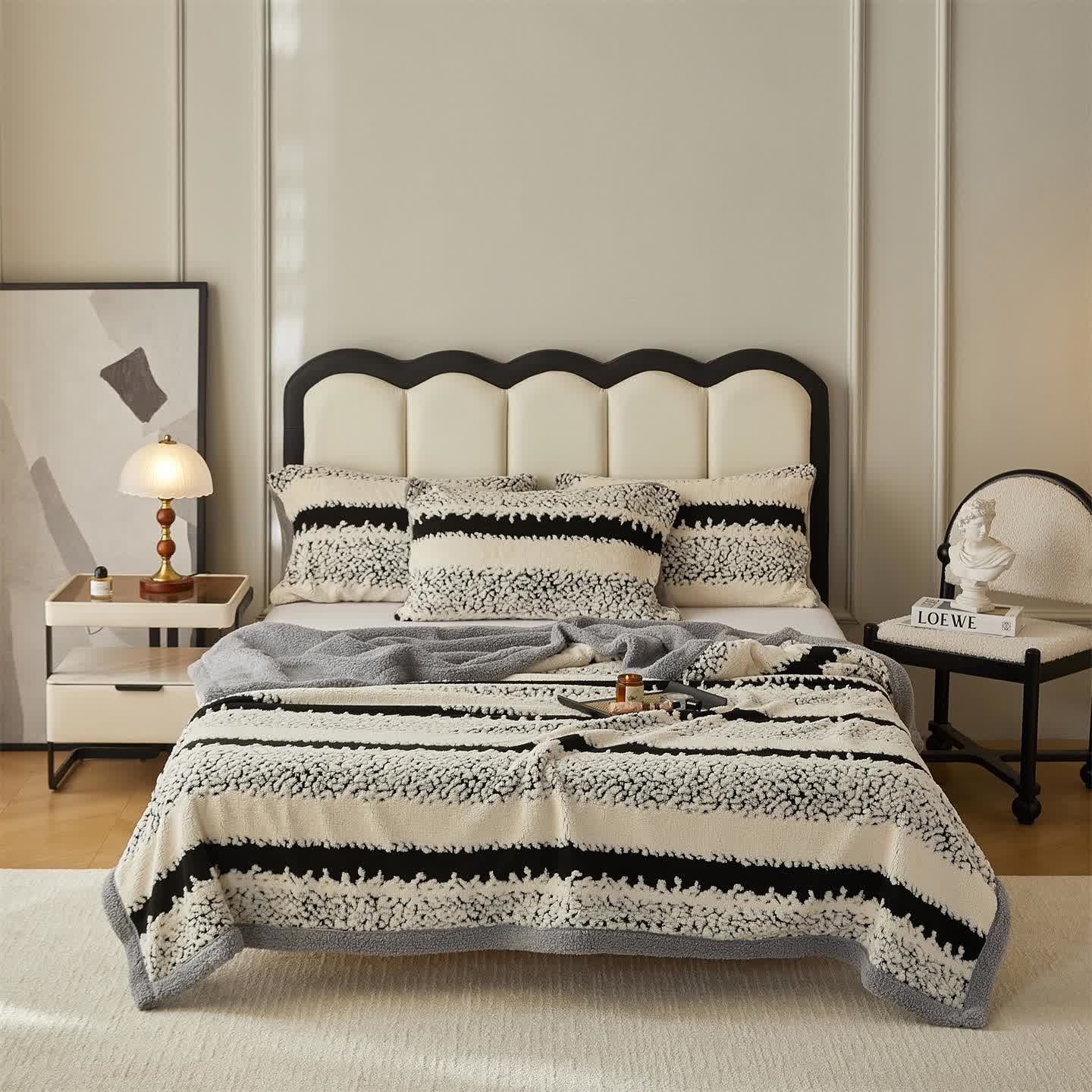 Striped Sherpa Blanket For Cozy Character