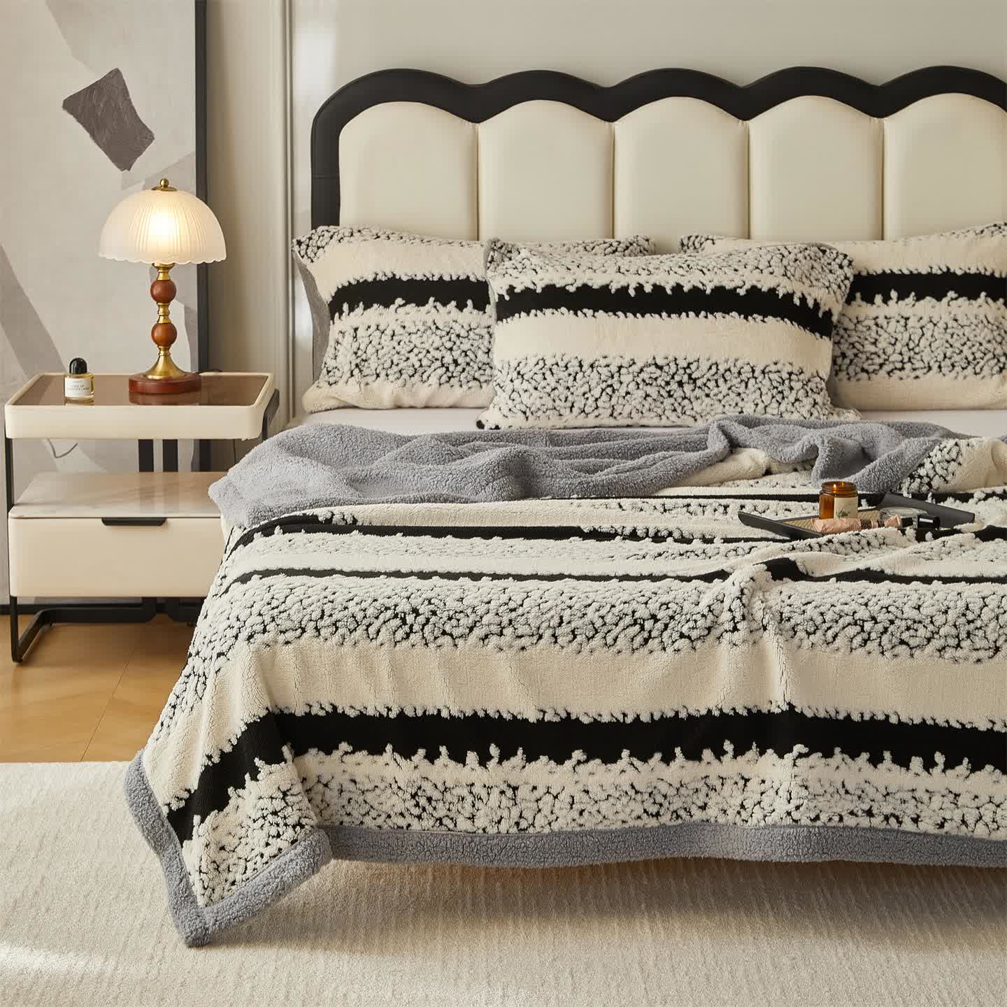 Striped Sherpa Blanket For Cozy Character