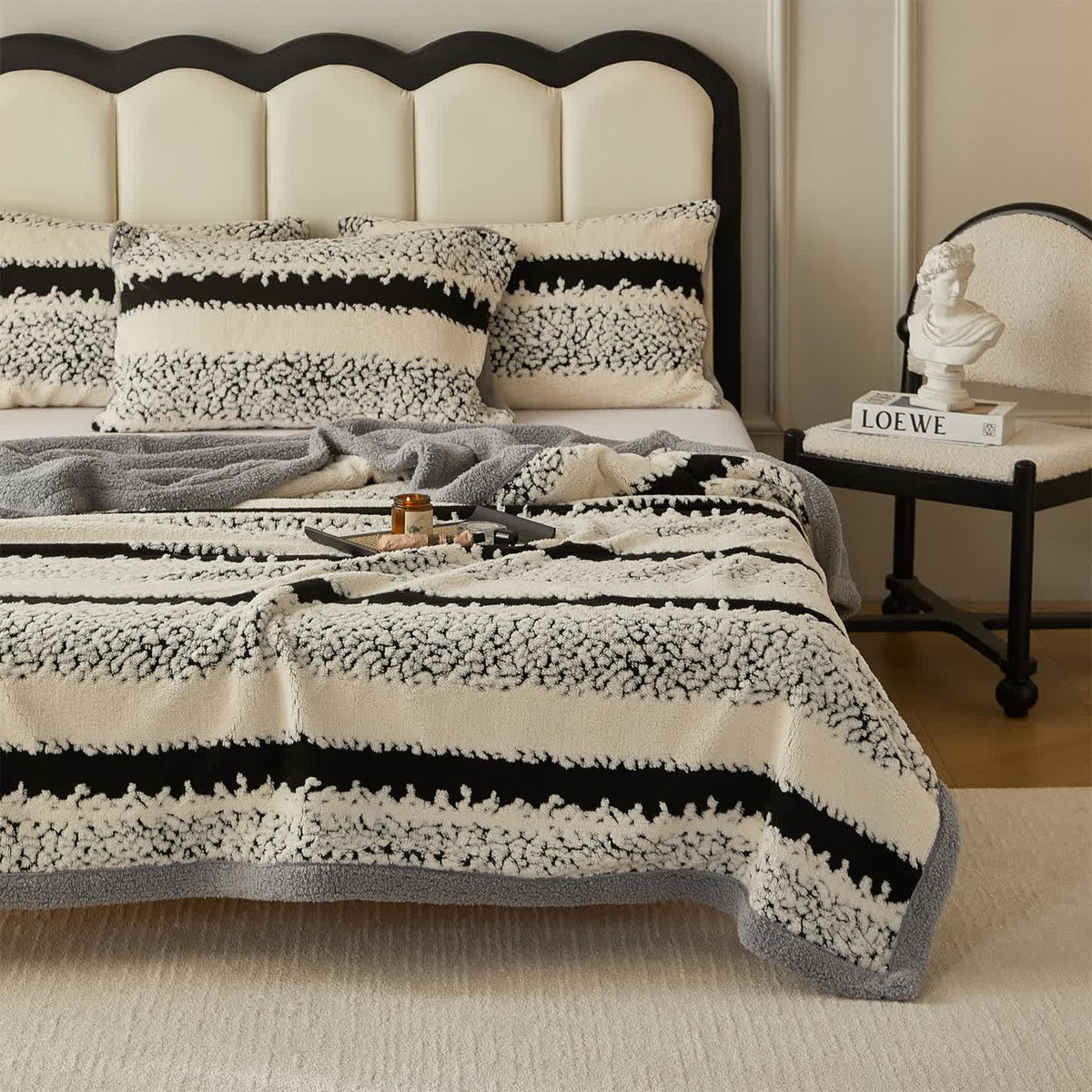 Striped Sherpa Blanket For Cozy Character