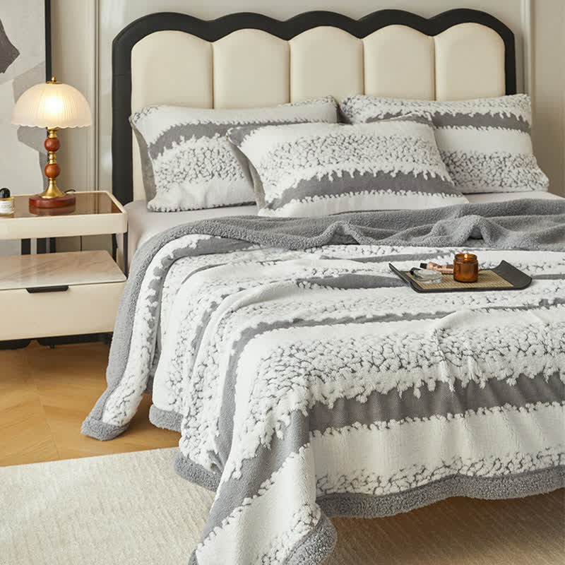 Striped Sherpa Blanket For Cozy Character