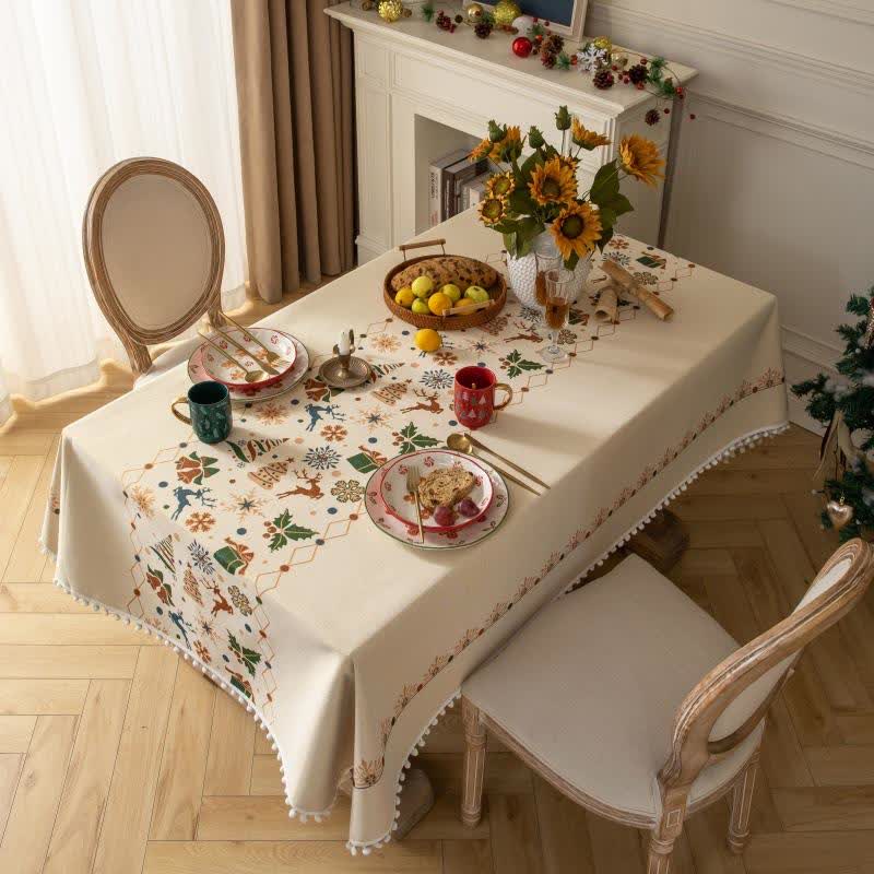 Christmas Jacquard Tablecloth With Festive Character