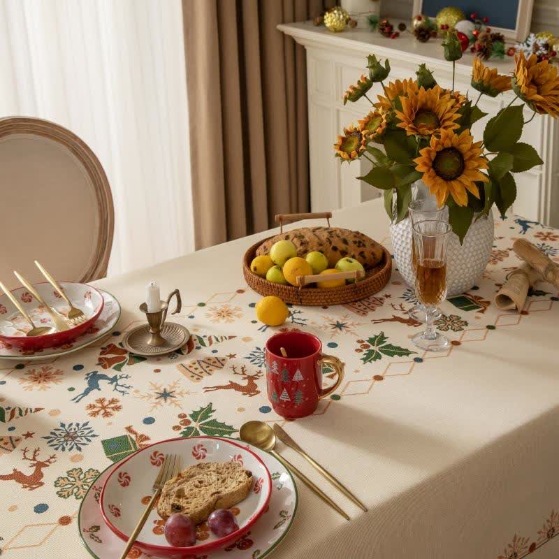 Christmas Jacquard Tablecloth With Festive Character