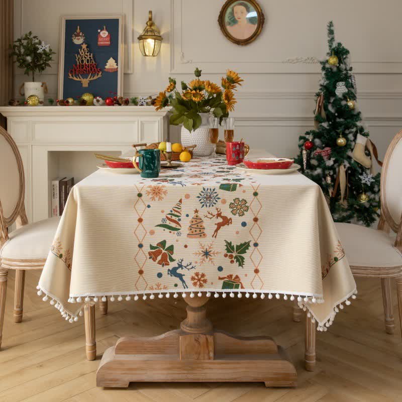 Christmas Jacquard Tablecloth With Festive Character