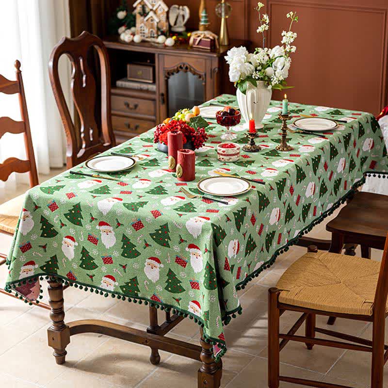 Santa Tree Gift Tablecloth For Festive Charm